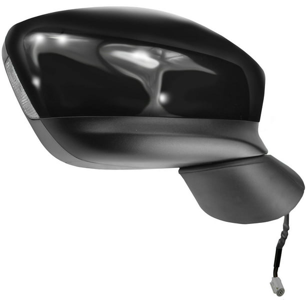 w/Out Blind spot Detection Power Black w/PTM Cover w/Turn Signal Foldaway Fit System Driver Side Mirror for Mazda CX-5 